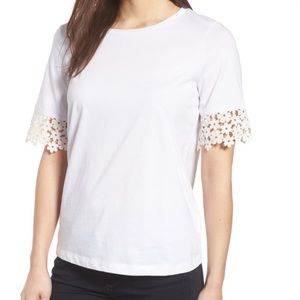 Draper James White Palmetto Lace Sleeve Tee 2 🤍